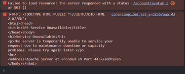 503 error message in chromium console